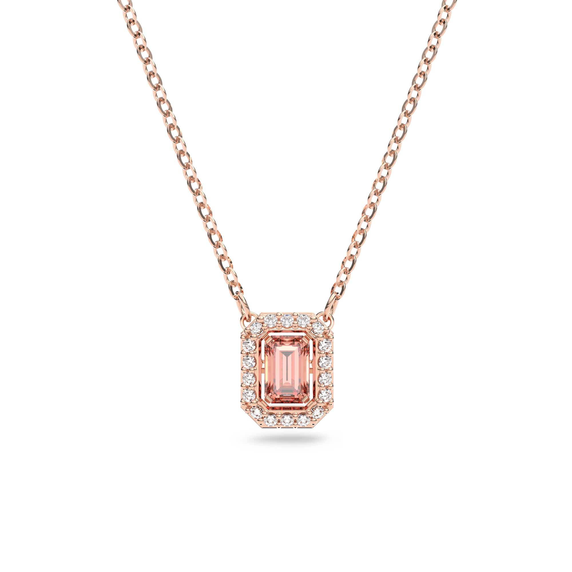 Una necklace, Octagon cut, Pink, 18K rose gold finish