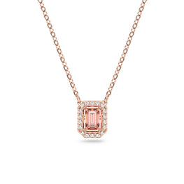Una necklace, Octagon cut, Pink, 18K rose gold finish