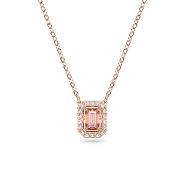 Una necklace, Octagon cut, Pink, 18K rose gold finish