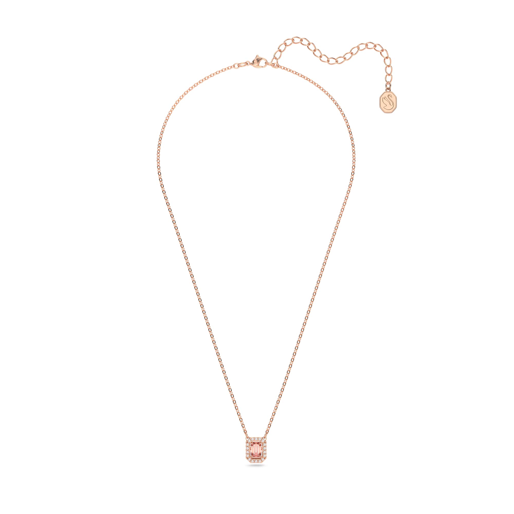 Una necklace, Octagon cut, Pink, 18K rose gold finish