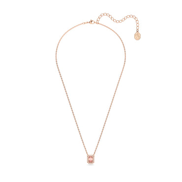 Una necklace, Octagon cut, Pink, 18K rose gold finish