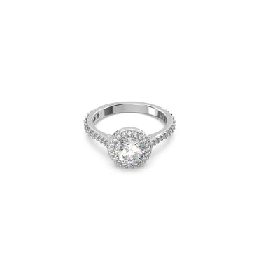 Una Angelic cocktail ring, Round cut, Pavé, White, Rhodium plated - 55cm