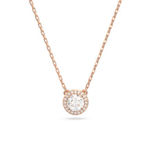 Una Angelic pendant, Round cut, Pavé, White, 18K rose gold finish
