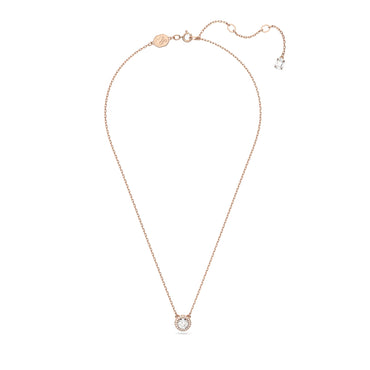 Una Angelic pendant, Round cut, Pavé, White, 18K rose gold finish