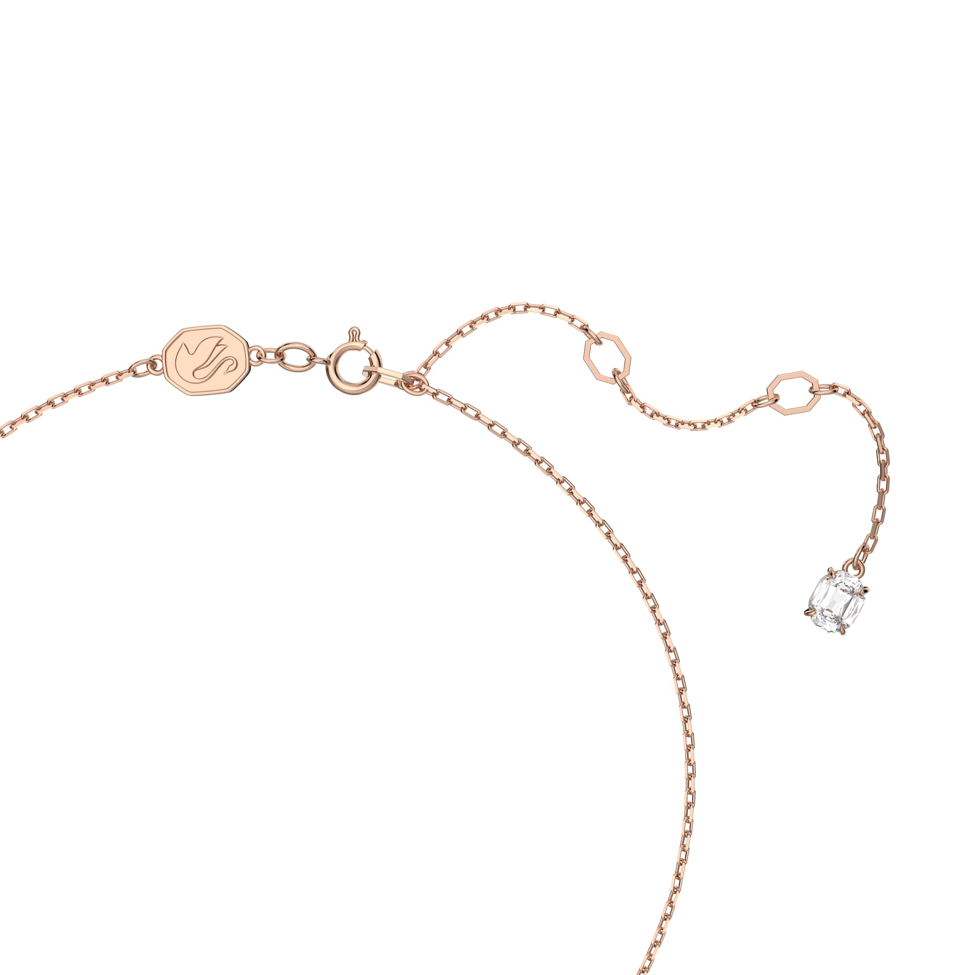 Una Angelic pendant, Round cut, Pavé, White, 18K rose gold finish