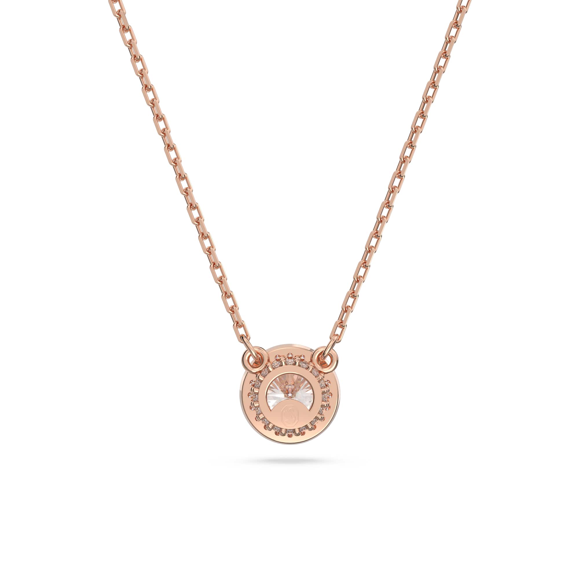 Una Angelic pendant, Round cut, Pavé, White, 18K rose gold finish