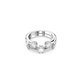Constella ring, Set (2), Round cut, White, Rhodium plated - 58cm
