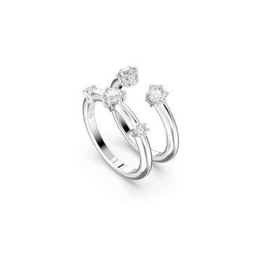 Constella ring, Set (2), Round cut, White, Rhodium plated - 58cm