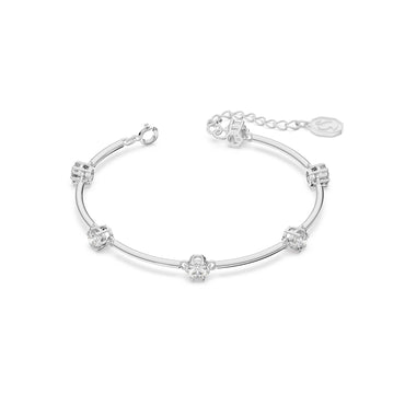 Constella bangle, Round cut, White, Rhodium plated