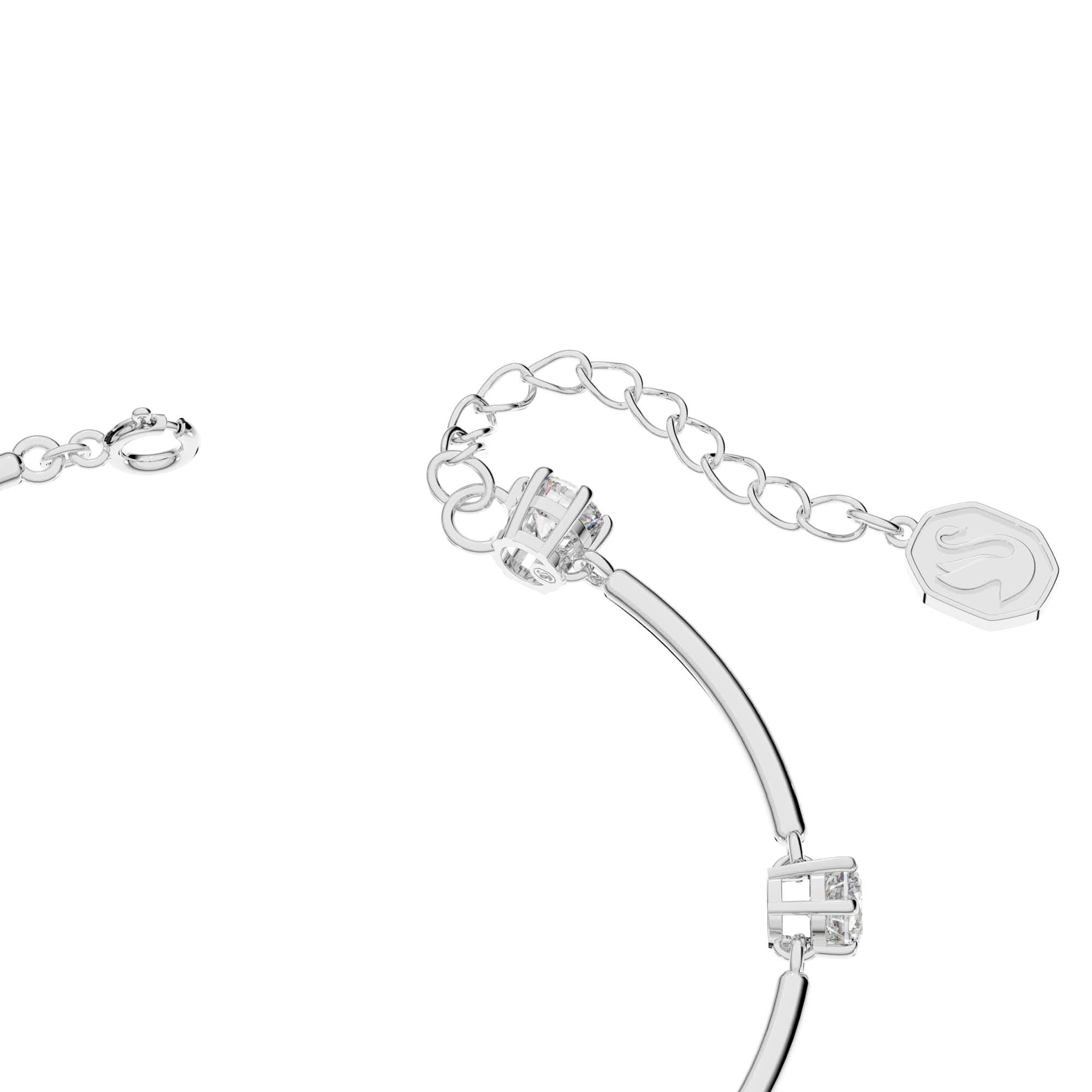 Constella bangle, Round cut, White, Rhodium plated