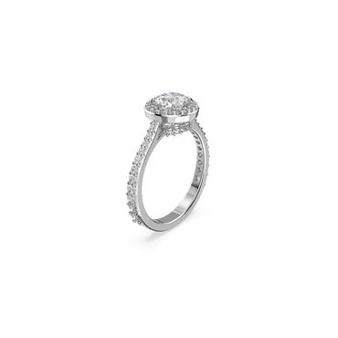 Una Angelic cocktail ring, Round cut, Pavé, White, Rhodium plated - 58cm