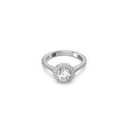 Una Angelic cocktail ring, Round cut, Pavé, White, Rhodium plated - 60cm