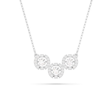 Una necklace, Round cut, White, Rhodium plated