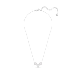 Una necklace, Round cut, White, Rhodium plated