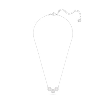 Una necklace, Round cut, White, Rhodium plated