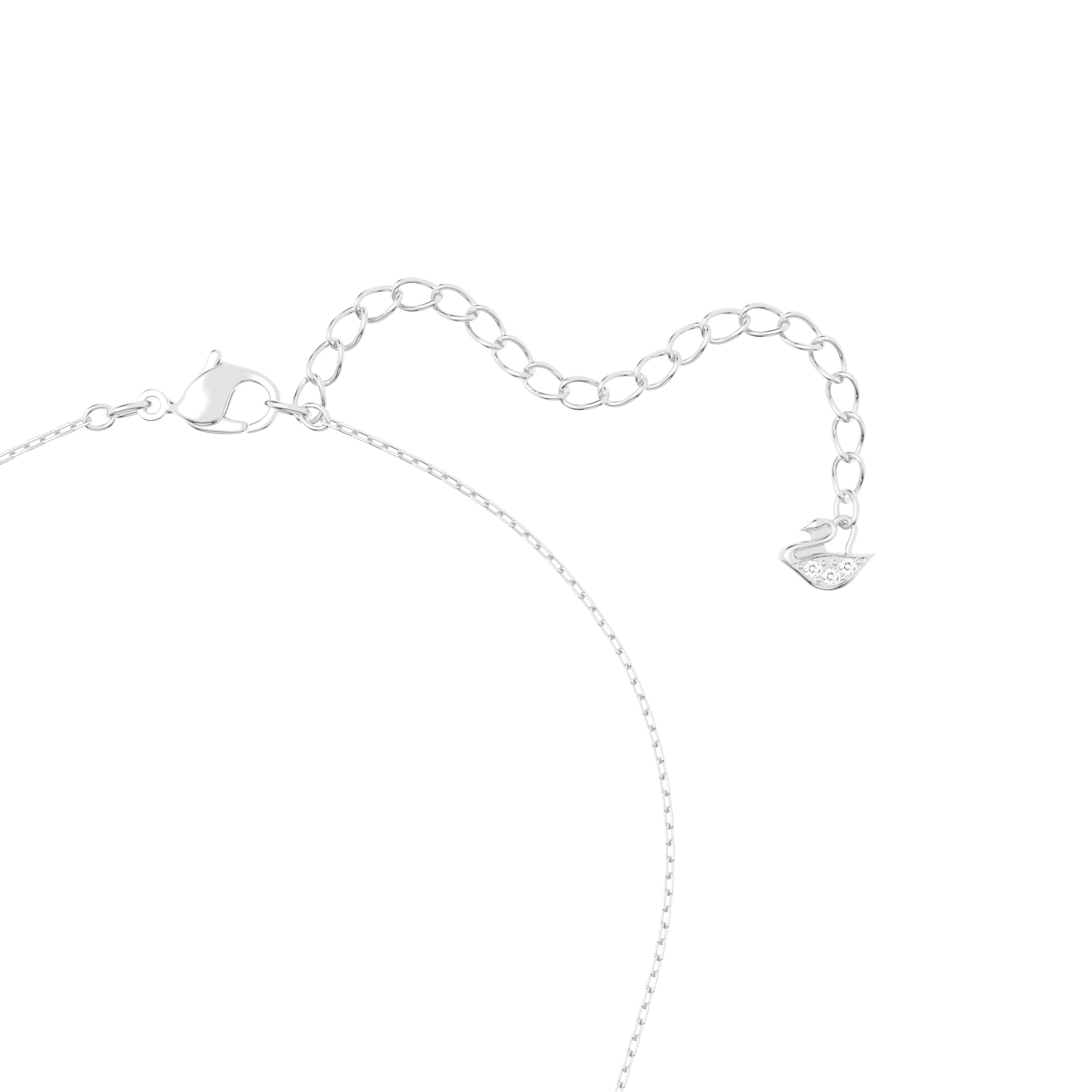 Una necklace, Round cut, White, Rhodium plated