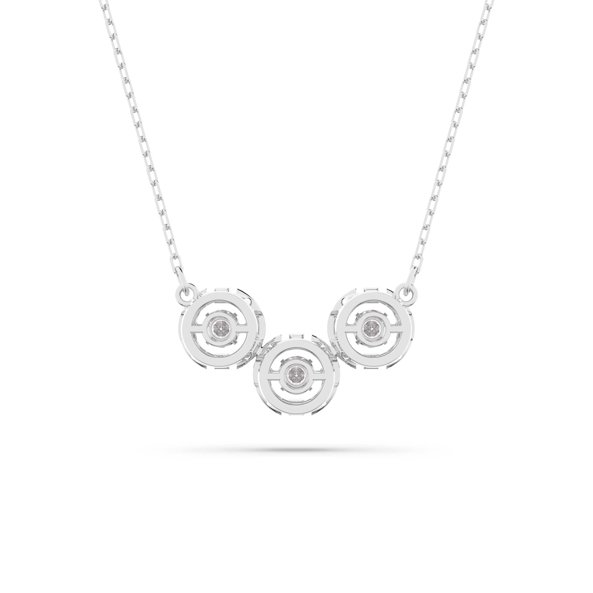 Una necklace, Round cut, White, Rhodium plated