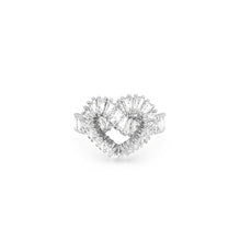 Matrix ring, Mixed cuts, Heart, White, Rhodium plated - 55cm