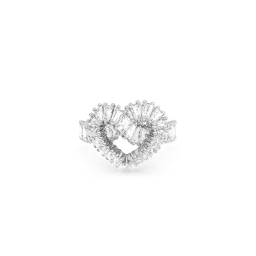 Matrix ring, Mixed cuts, Heart, White, Rhodium plated - 55cm
