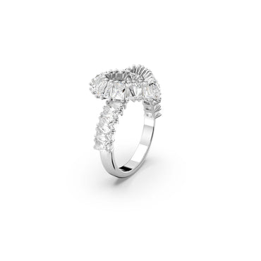 Matrix ring, Mixed cuts, Heart, White, Rhodium plated - 55cm