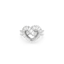 Matrix ring, Mixed cuts, Heart, White, Rhodium plated - 52cm