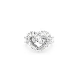 Matrix ring, Mixed cuts, Heart, White, Rhodium plated - 52cm