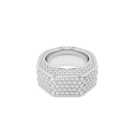 Dextera cocktail ring, Octagon shape, Pavé, White, Rhodium plated - 58cm