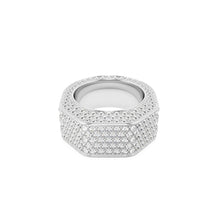 Dextera cocktail ring, Octagon shape, Pavé, White, Rhodium plated - 52cm