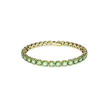 Matrix Tennis bracelet, Round cut, Green, 18K gold finish - S