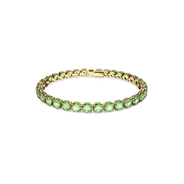 Matrix Tennis bracelet, Round cut, Green, 18K gold finish - S