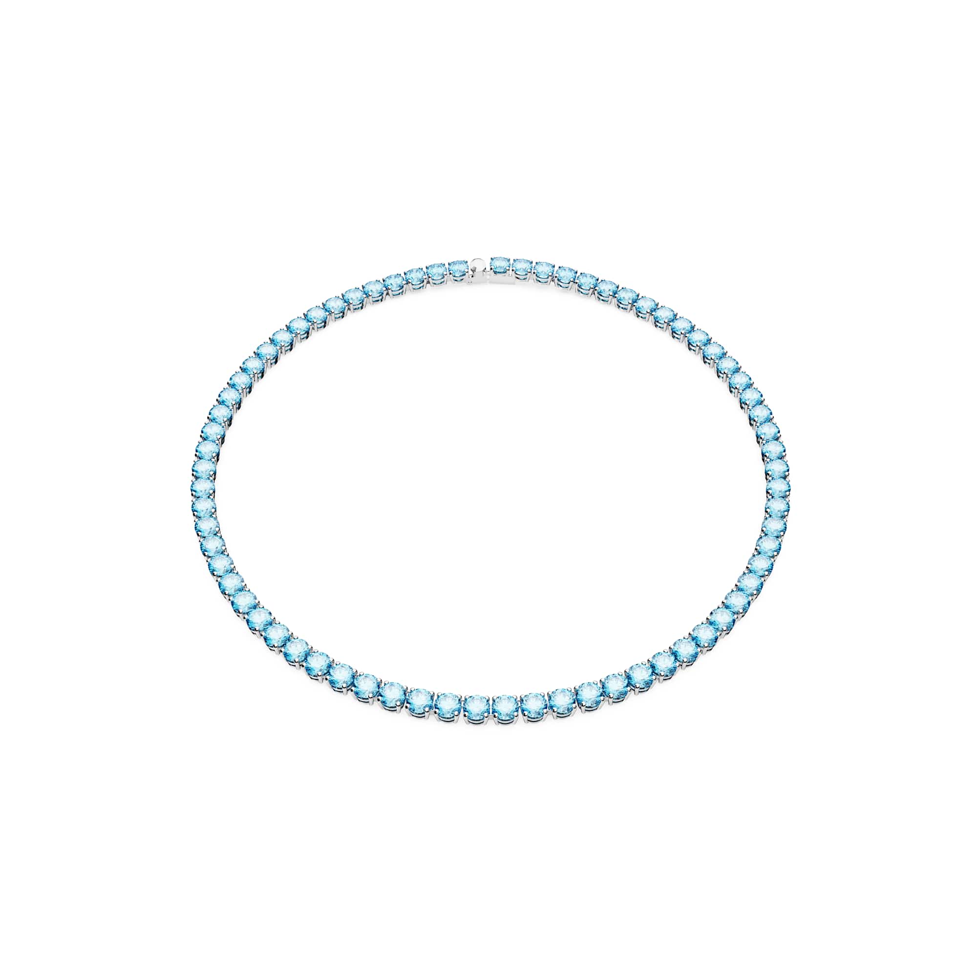 Matrix Tennis necklace, Round cut, Medium, Blue, Rhodium plated