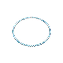 Matrix Tennis necklace, Round cut, Medium, Blue, Rhodium plated
