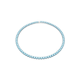Matrix Tennis necklace, Round cut, Medium, Blue, Rhodium plated