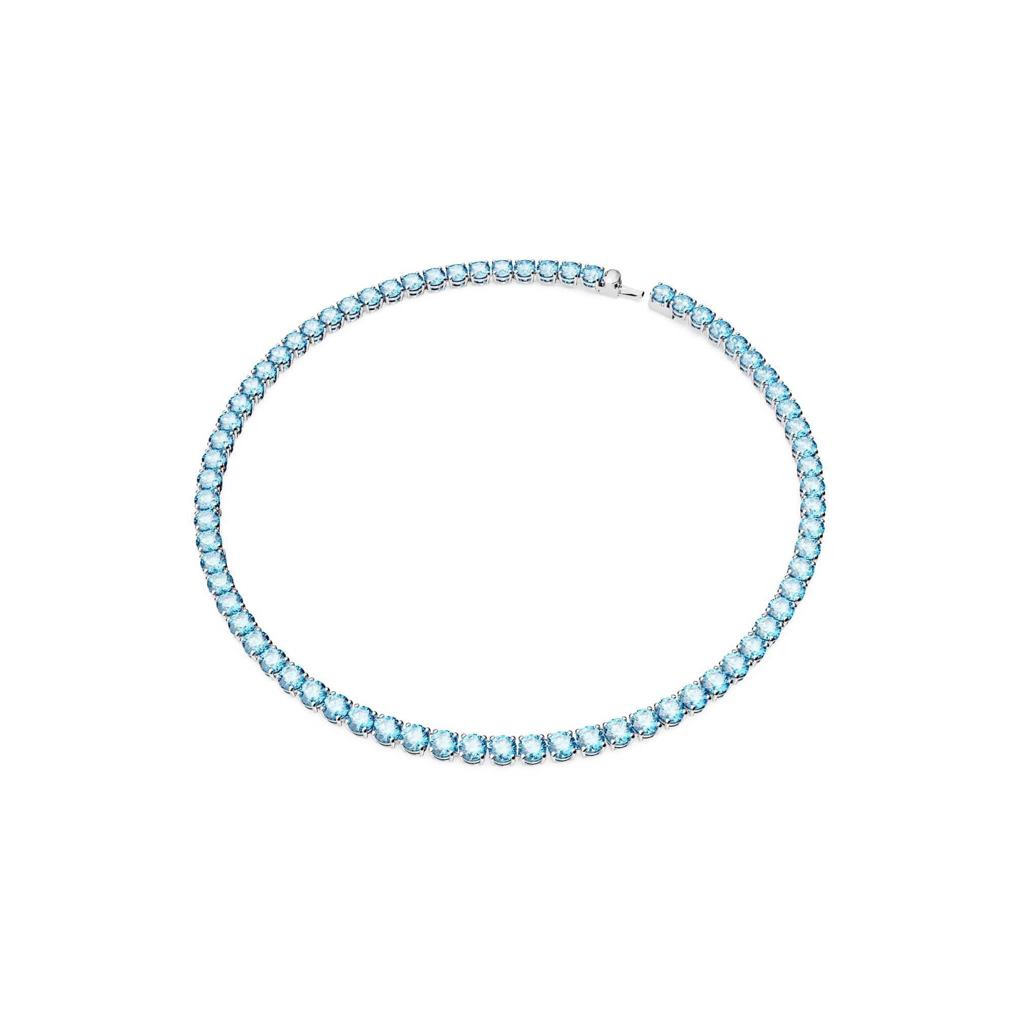 Matrix Tennis necklace, Round cut, Medium, Blue, Rhodium plated