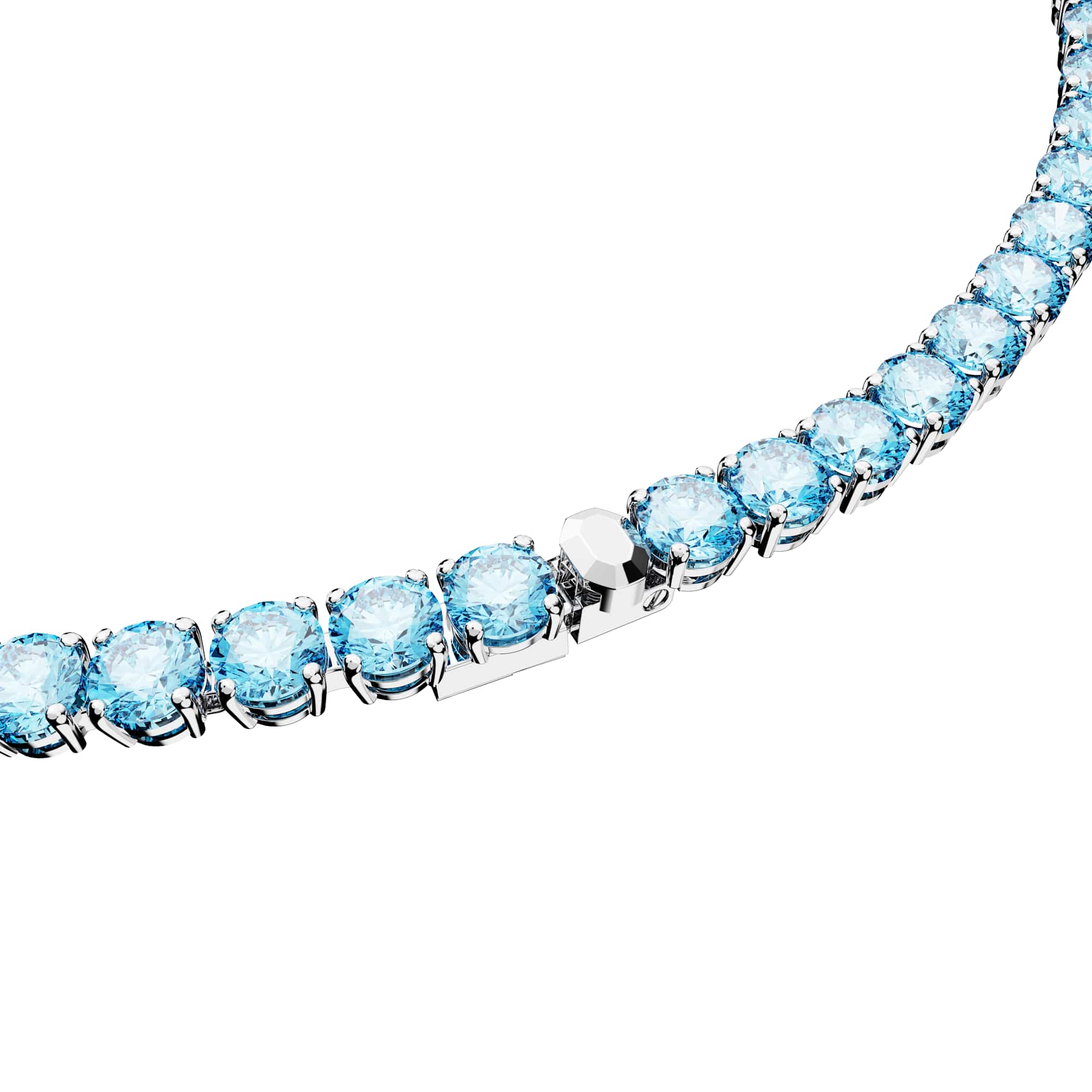 Matrix Tennis necklace, Round cut, Medium, Blue, Rhodium plated