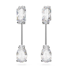 Mesmera bar earrings, Mixed cuts, White, Rhodium plated