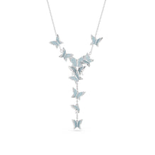 Idyllia Lilia Y necklace, Butterfly, Blue, Rhodium plated