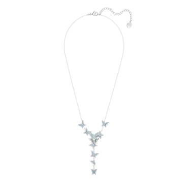 Idyllia Lilia Y necklace, Butterfly, Blue, Rhodium plated