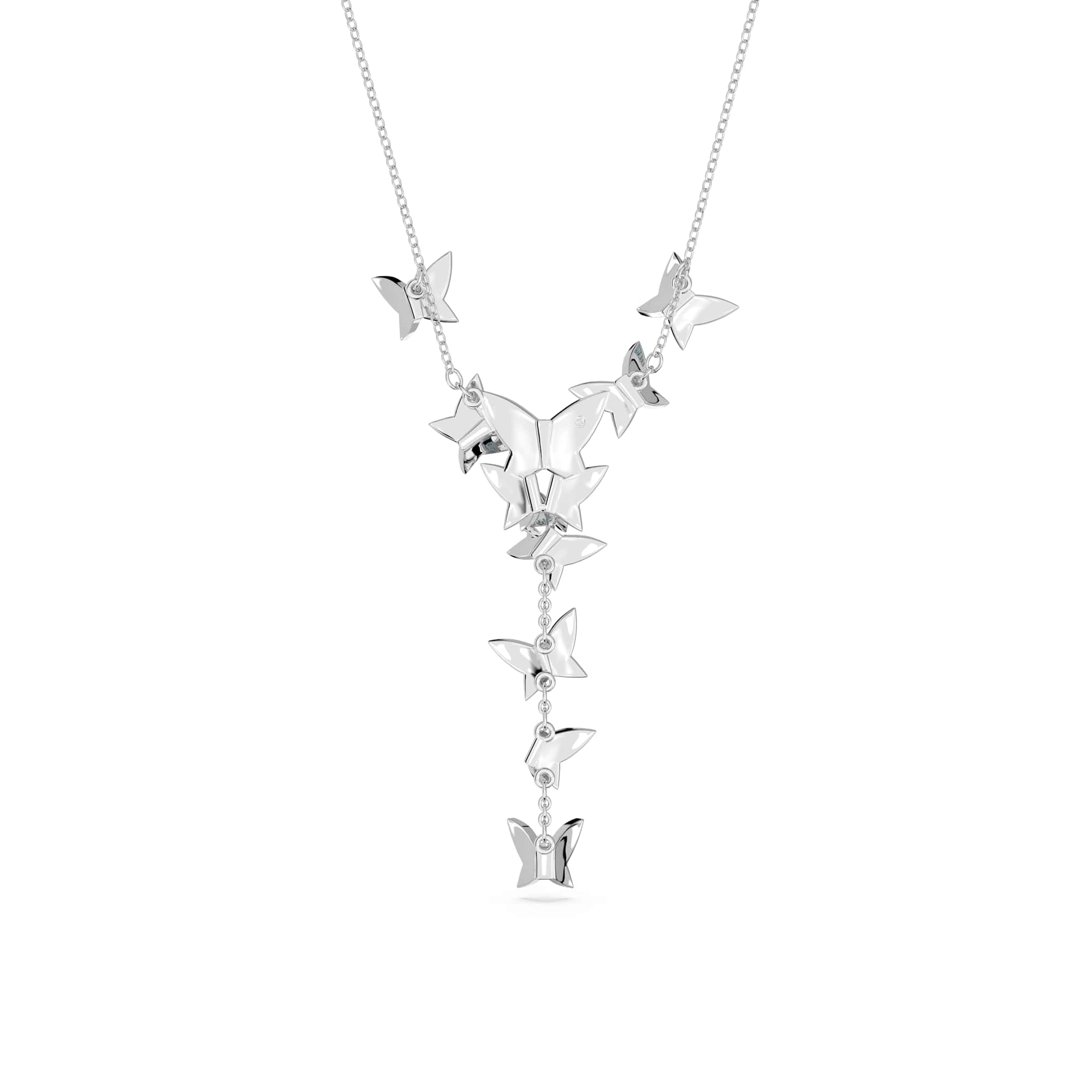 Idyllia Lilia Y necklace, Butterfly, Blue, Rhodium plated