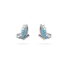 Idyllia Lilia stud earrings, Butterfly, Blue, Rhodium plated