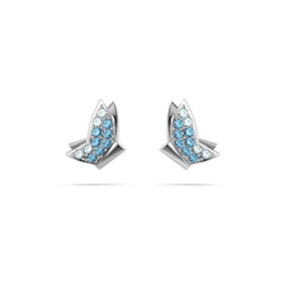 Idyllia Lilia stud earrings, Butterfly, Blue, Rhodium plated