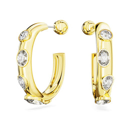 Imber hoop earrings, Mixed cuts, White, Gold-tone plated