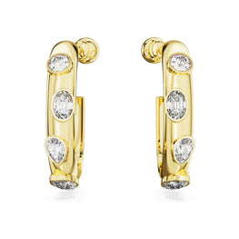 Imber hoop earrings, Mixed cuts, White, Gold-tone plated