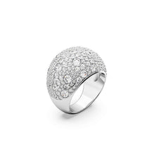 Luna cocktail ring, Moon, White, Rhodium plated - 55cm