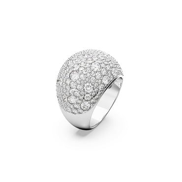 Luna cocktail ring, Moon, White, Rhodium plated - 55cm