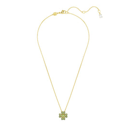 Idyllia pendant, Clover, Green, 18K gold finish