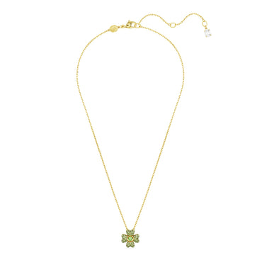 Idyllia pendant, Clover, Green, 18K gold finish
