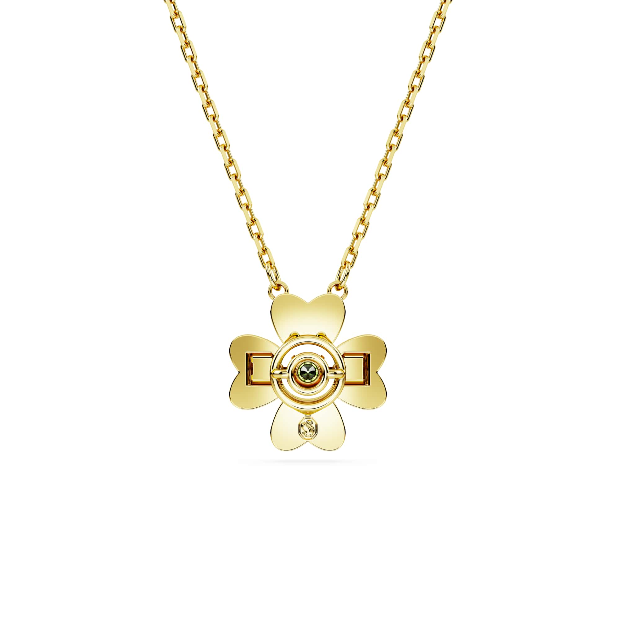 Idyllia pendant, Clover, Green, 18K gold finish