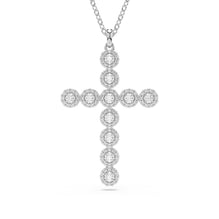 Insigne pendant, Mixed cuts, Cross, White, Rhodium plated