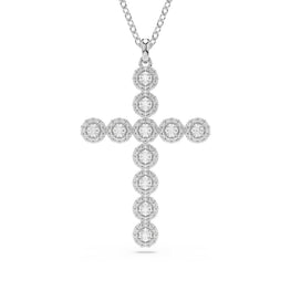 Insigne pendant, Mixed cuts, Cross, White, Rhodium plated